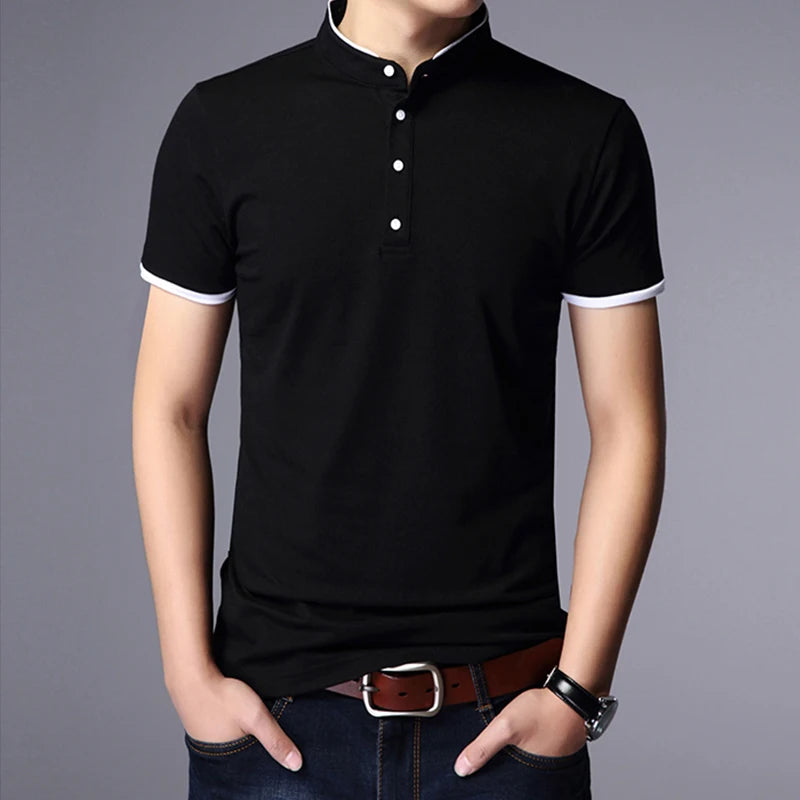 Men's Business Casual Polo Short Sleeve T-shirt Summer Comfortable and Breathable Solid Cotton Top Men's Business Casual Polo Short Sleeve T-shirt Summer Comfortable and Breathable Solid Cotton Top
